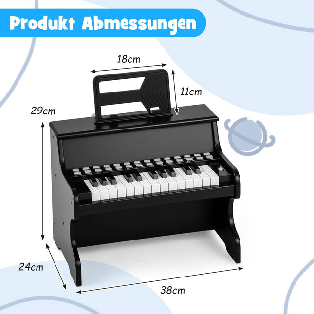 25-Tasten Kinder Digitalpiano, Einstellbare Geschwindigkeit, Schwarz
