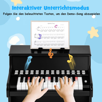 Dětské digitální piano s 25 klávesami, s nastavitelným tempem, černé