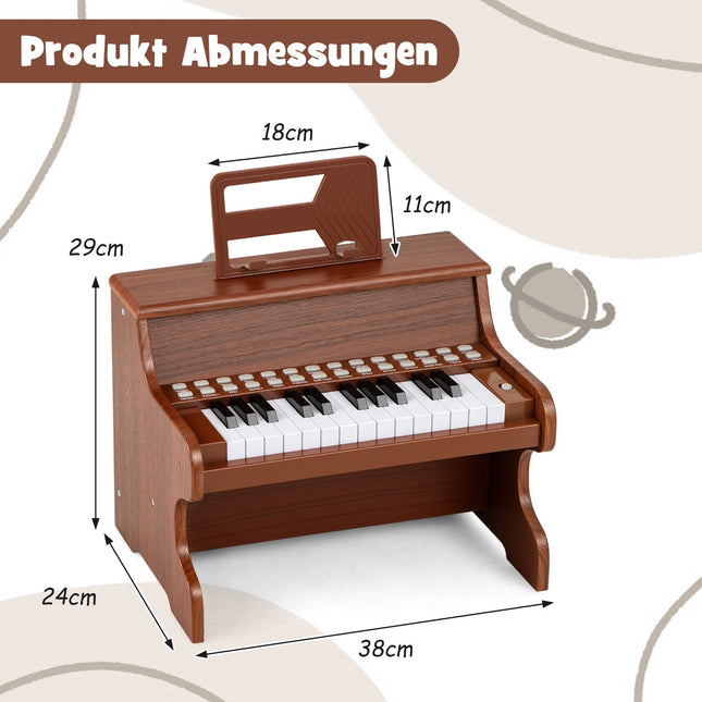 25-Tasten-Kinder-Digitalpiano, einstellbare Geschwindigkeit, Braun