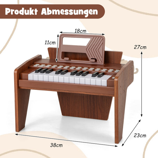 Digitalpiano für Kinder mit 25 Tasten – Einstellbare Geschwindigkeit, Braun