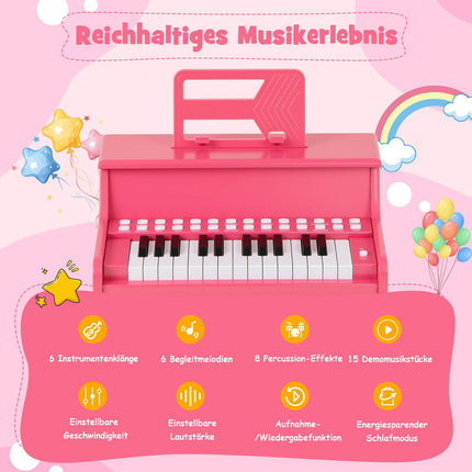 25-Tasten-Digitalpiano für Kinder, einstellbare Geschwindigkeit, Pink