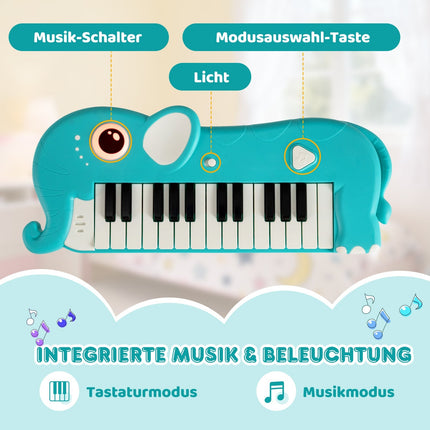 25-Tasten Kinder-Digitalpiano mit Musik & Lichtern, Blau