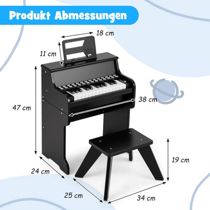 25-Tasten-Kinderdigitalpiano mit Hocker, einstellbare Geschwindigkeit