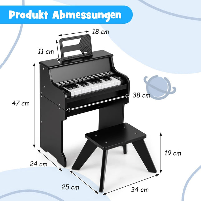 25-Tasten-Kinderdigitalpiano mit Hocker, einstellbare Geschwindigkeit