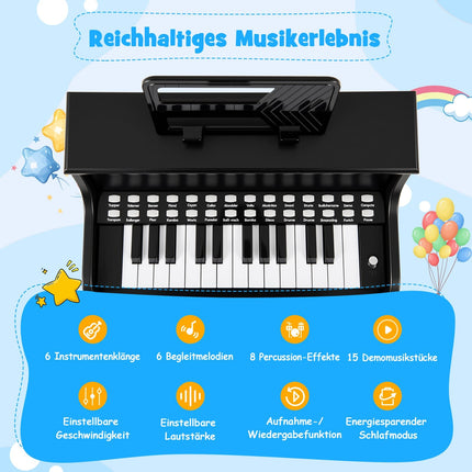 25-Tasten-Kinderdigitalpiano mit Hocker, einstellbare Geschwindigkeit