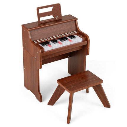 25-Key Kids Digital Piano with Stool, Brown