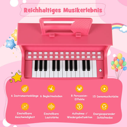 25-Tasten Kinder Digitalpiano mit Hocker, Rosa