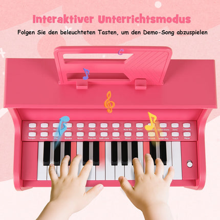 25-Tasten Kinder Digitalpiano mit Hocker, Rosa