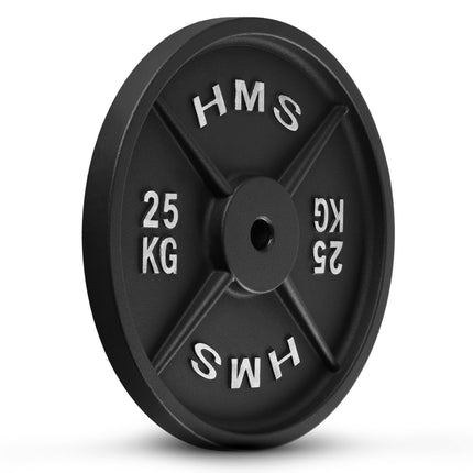 25 kg Gusseisen-Hantelscheibe, 31 mm Loch, Schwarz