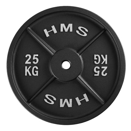 25 kg Gusseisen-Hantelscheibe, 31 mm Loch, Schwarz