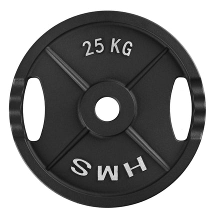 25 kg Olympia-Hantelscheibe, schwarzes Gusseisen
