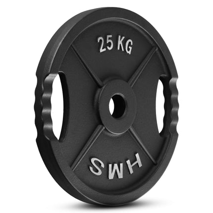 25 kg Olympia-Hantelscheibe, schwarzes Gusseisen