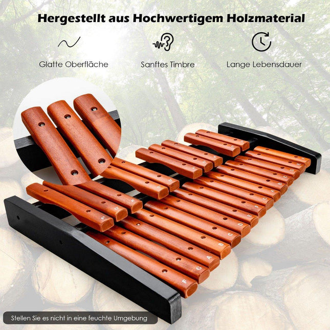 25-töniges Xylophon aus Holz mit Schlägeln und Tasche