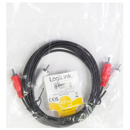 2.5m RCA Male to Male Audio Cable, Shielded, Black