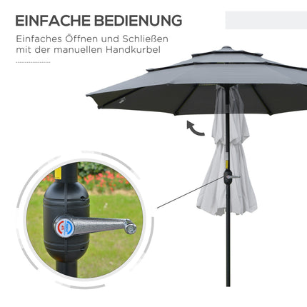 2,6 m Sonnenschirm, drehbar, 3-stöckig, Sonnenschutz