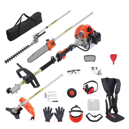 26cc 5-in-1 Gas Trimmer Kit, Hedge Trimmer, Pole Saw