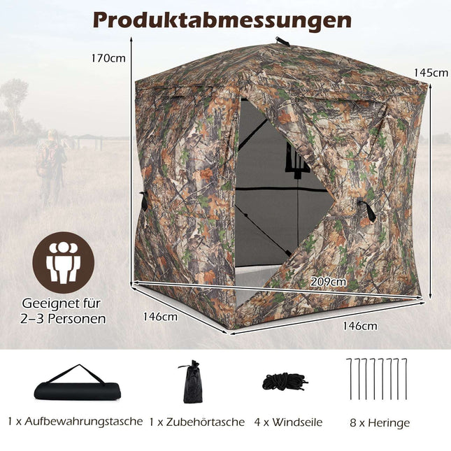 270 Tarnzelt, Pop-Up, Jagd, Oxford, 2-3 Personen