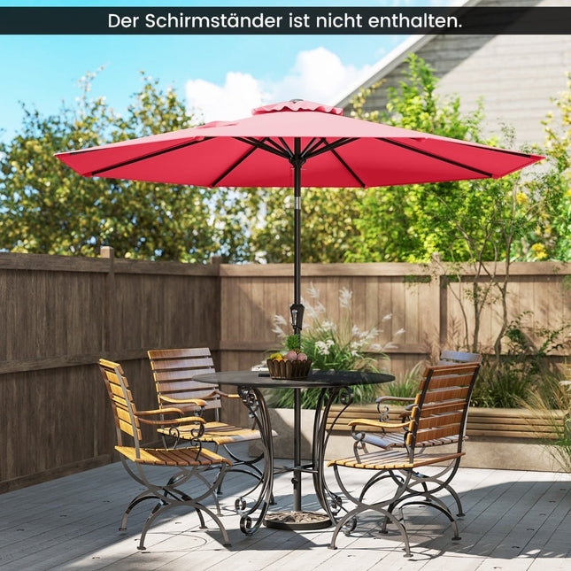 270 cm roter Gartenschirm, kippbar und mit Kurbel, UV-Schutz