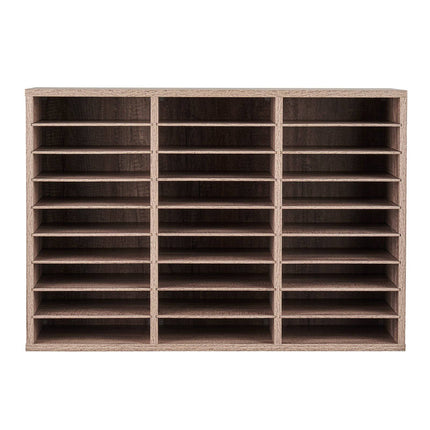27-Compartment Literature Organizer, Removable Shelves, Black-Grey