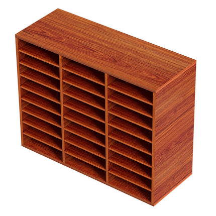 27-Compartment Wood Literature Organizer – Adjustable Shelves