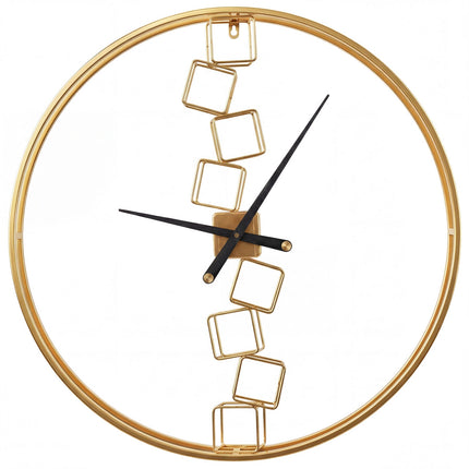 27-Zoll-Wanduhr, tickfrei, Quarz, gelber Metallrahmen