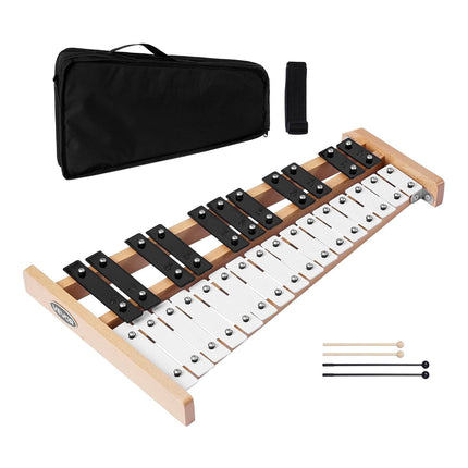 27-note glockenspiel, metal keys, 4 mallets, bag
