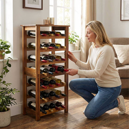 Weinregal aus Akazienholz für 28 Flaschen