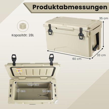 28L Portable Cooler Box with Bottle Opener & Handles