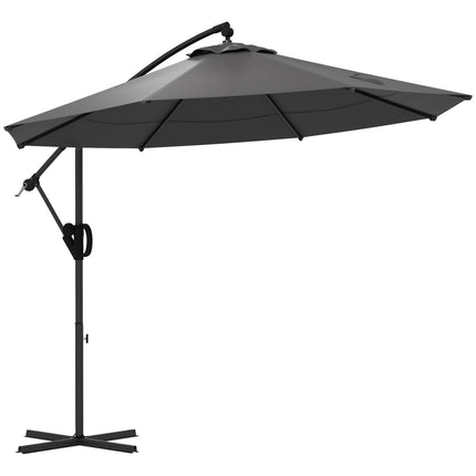 Ampelschirm, Ø293 cm, Kurbel & Knickfunktion, Kreuzfuß