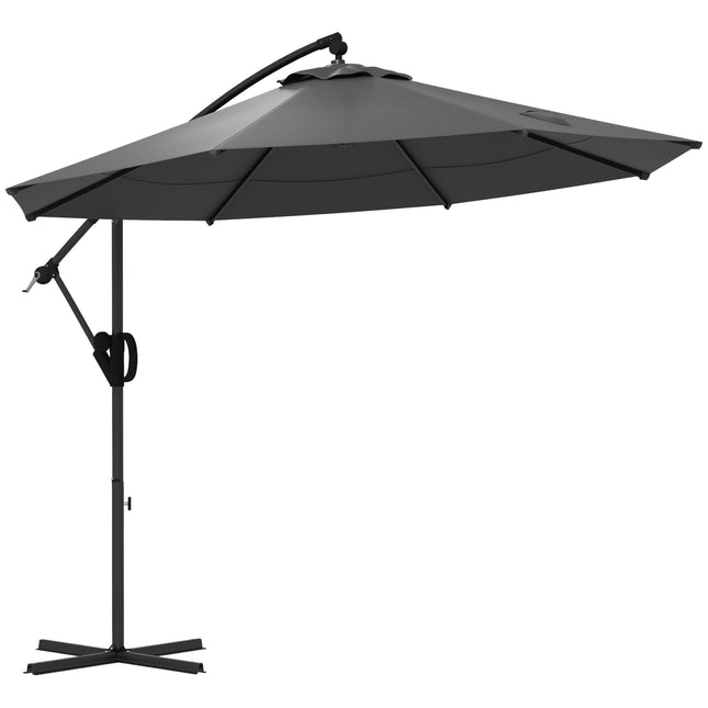 Ampelschirm, Ø293 cm, Kurbel & Knickfunktion, Kreuzfuß