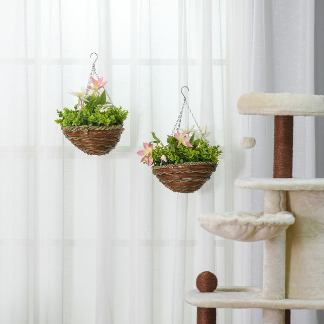 Künstliche Hänge-Waldreben, rosa und grün, 30 cm, 2er-Set