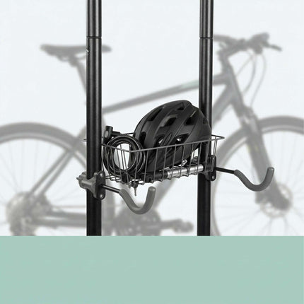 2-Bike Stand with Basket, Adjustable Arms, Black/Grey