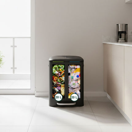 2-Bin Kitchen Waste Separator with Pedal and Soft-Close