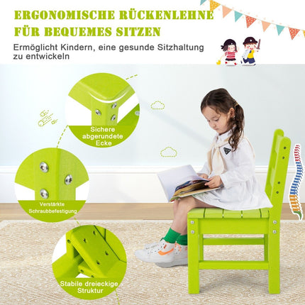 2 Kinderstühle für drinnen und draußen, wetterfest, robust, Lernstuhl für Kleinkinder, Grün