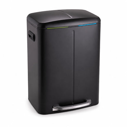 2-Compartment Pedal Bin 2 x 20 L with Soft-Close Lid, Black