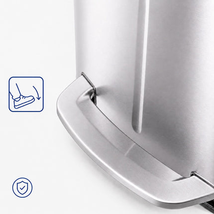 2-Compartment Pedal Bin 2 x 20 L with Soft-Close Lid, Silver