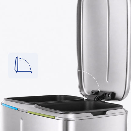 2-Compartment Pedal Bin 2 x 20 L with Soft-Close Lid, Silver