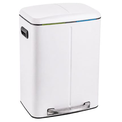 2-Compartment Pedal Bin 2 x 20 L with Soft-Close Lid, White