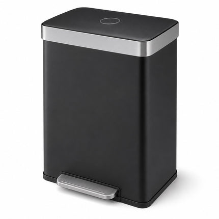 2-Compartment Pedal Bin 2 x 30 l with Soft-Close Lid, Black, 15 Bin Liners