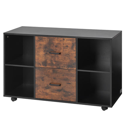 2-Drawer Rolling File Cabinet With Shelves, Black
