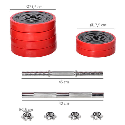 Adjustable 2-in-1 dumbbell set, 20/30 kg, steel & PP plastic