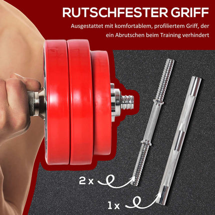 Adjustable 2-in-1 dumbbell set, 20/30 kg, steel & PP plastic