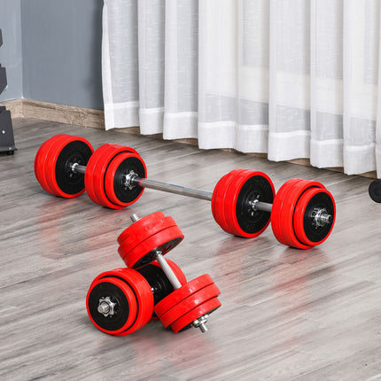 Adjustable 2-in-1 dumbbell set, 20/30 kg, steel & PP plastic