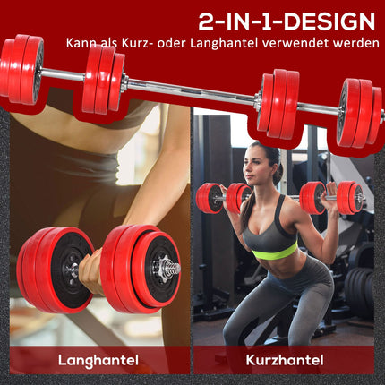Adjustable 2-in-1 dumbbell set, 20/30 kg, steel & PP plastic