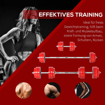 Adjustable 2-in-1 dumbbell set, 20/30 kg, steel & PP plastic