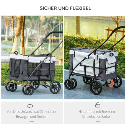 Hunde- und Katzenbuggy mit abnehmbarem Korb und Sicherheitsleine