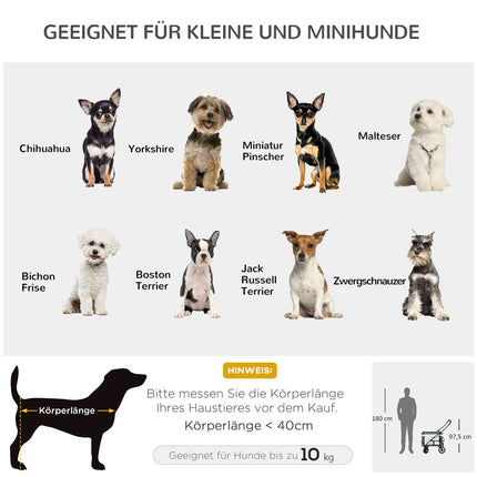 Hunde- und Katzenbuggy mit abnehmbarem Korb und Sicherheitsleine