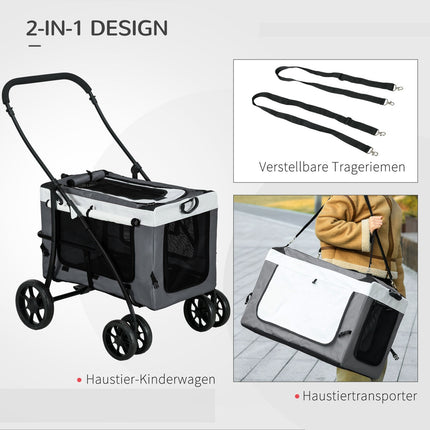 Hunde- und Katzenbuggy mit abnehmbarem Korb und Sicherheitsleine