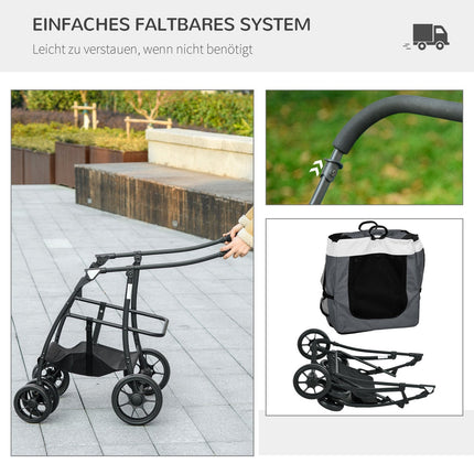 Hunde- und Katzenbuggy mit abnehmbarem Korb und Sicherheitsleine