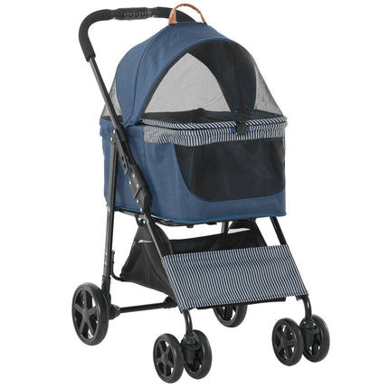 2-in-1 pet stroller with removable cover, dark blue